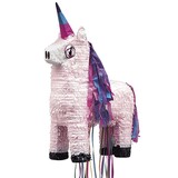 Unique Party Einhorn Pinata 3D Hellrosa mit buntem Horn | 50x35x15cm