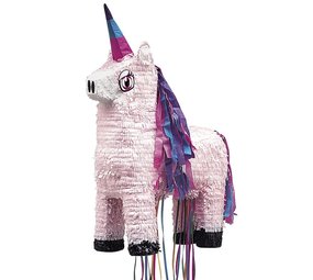 Unique Party Einhorn Pinata 3D Hellrosa mit buntem Horn | 50x35x15cm
