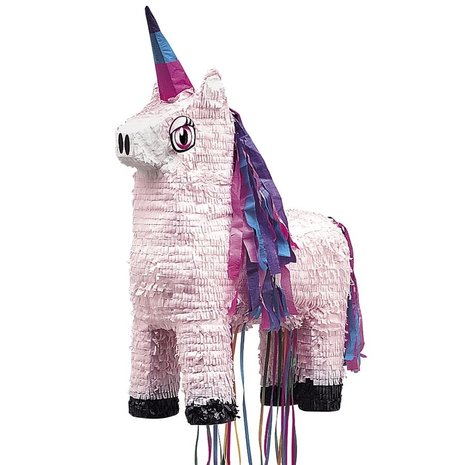 Unique Party Pinata 3D Licorne rose clair avec corne colorée | 50x35x15cm
