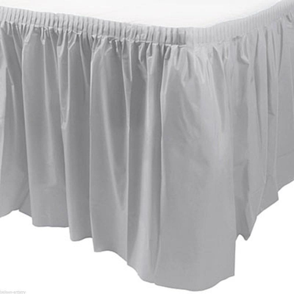 Unique Party Tischrock Silber Plastik | 73 cm x 426 cm