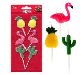 Cake candle flamingo, pineapple, cactus | 6 pieces Cake candle flamingo, pineapple, cactus | 6 pieces
