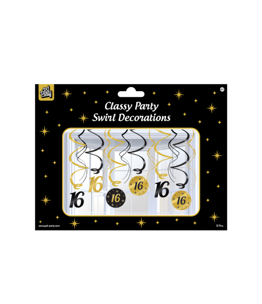 Paper Dreams Hangdecoratie Swirls 16 jaar Classy 70x14cm | 6 stuks