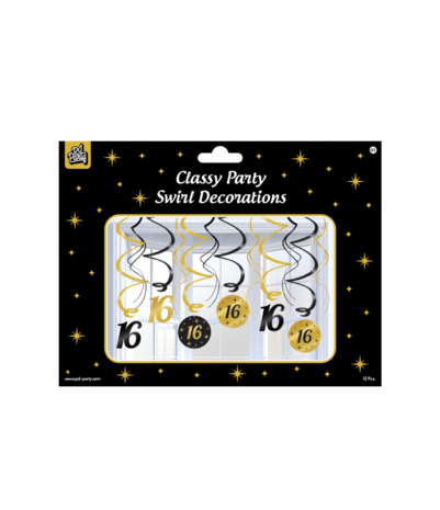 Paper Dreams Hangdecoratie Swirls 16 jaar Classy 70x14cm | 6 stuks