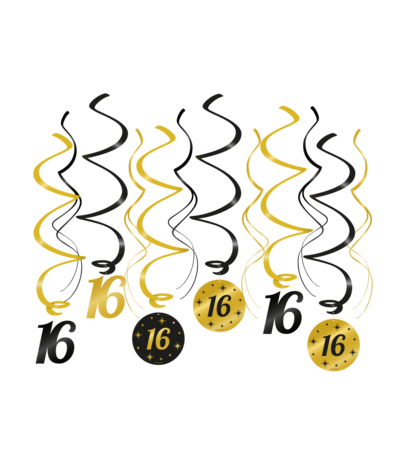 Paper Dreams Hang decoration Swirls 16 years Classy 70x14cm | 6 pieces Paper Dreams Hang decoration Swirls 16 years Classy 70x14cm | 6 pieces