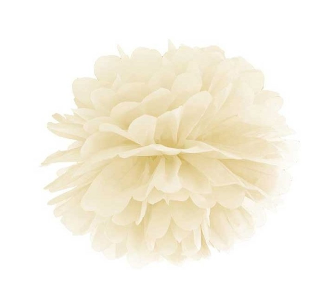 Partydeco Pompom Ivoor/Creme Papier 35cm | per stuk Partydeco Pompom Ivoor/Creme Papier 35cm | per stuk