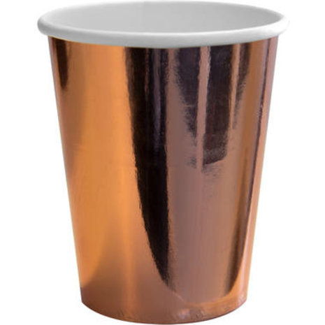 Unique Party Cup Rose Gold Metallic 25cl | 8 pieces