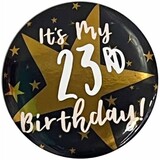 Amscan Leeftijden Button Zwart/Goud 5cm | per stuk