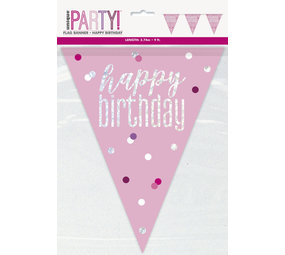 Unique Party Happy Birthday Flagline Pink Glitz 274cm | chaque Unique Party Happy Birthday Flagline Pink Glitz 274cm | chaque