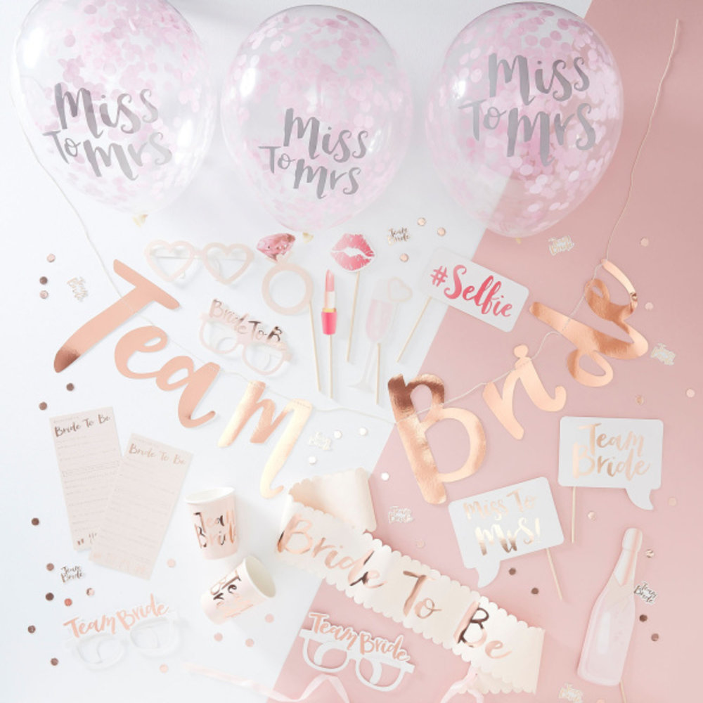 Ginger Ray Team Bride Decoration Set Rose Gold | 48-piece