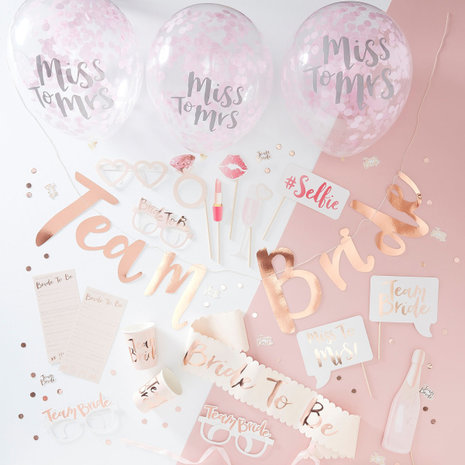 Ginger Ray Team Bride Decoration Set Rose Gold | 48-piece