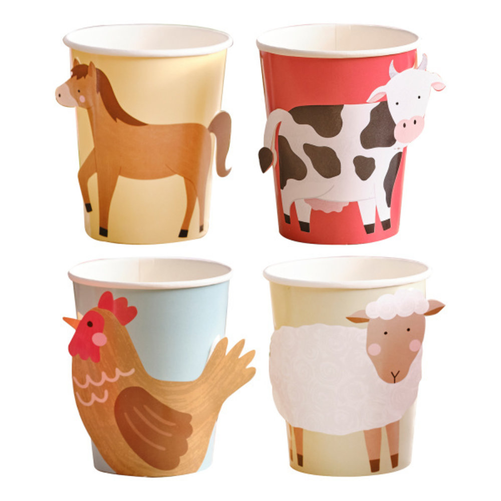 Ginger Ray On the Farm Cups | 8 pieces