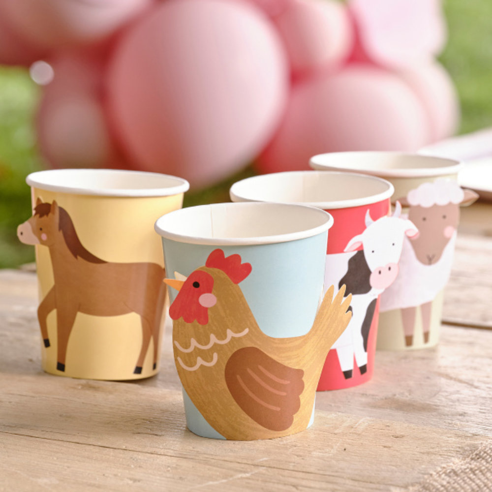Ginger Ray On the Farm Cups | 8 pieces