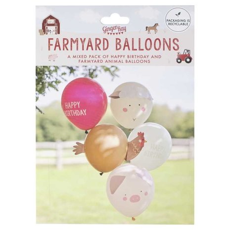 Ginger Ray Ballons de la ferme | 5 pièces