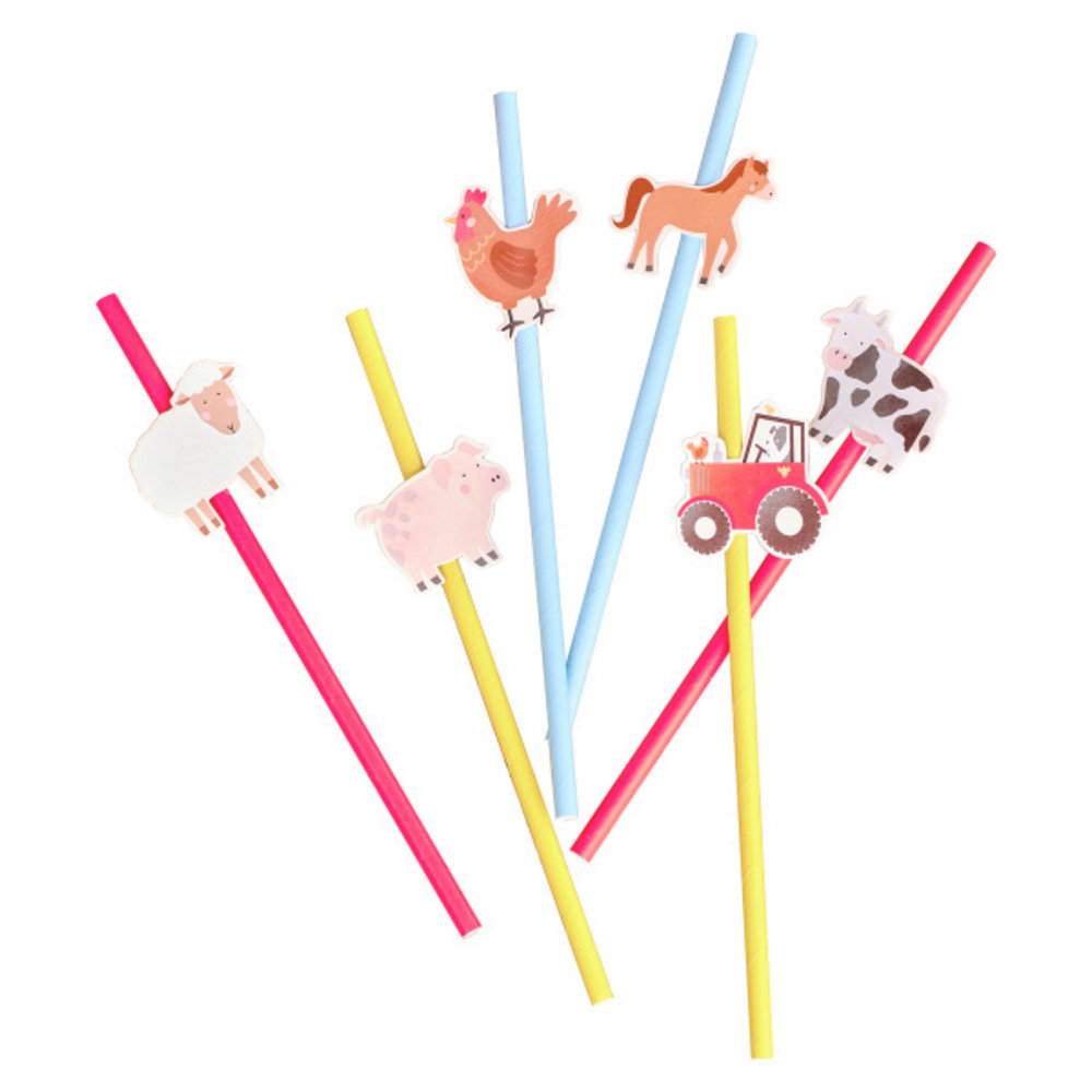 Ginger Ray On the Farm Straws | 16 pieces