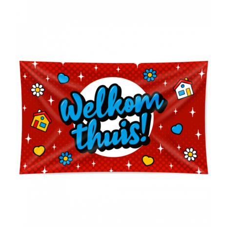 Paper Dreams Drapeau mural XXL Welkom Thuis Cartoon | 150x90cm