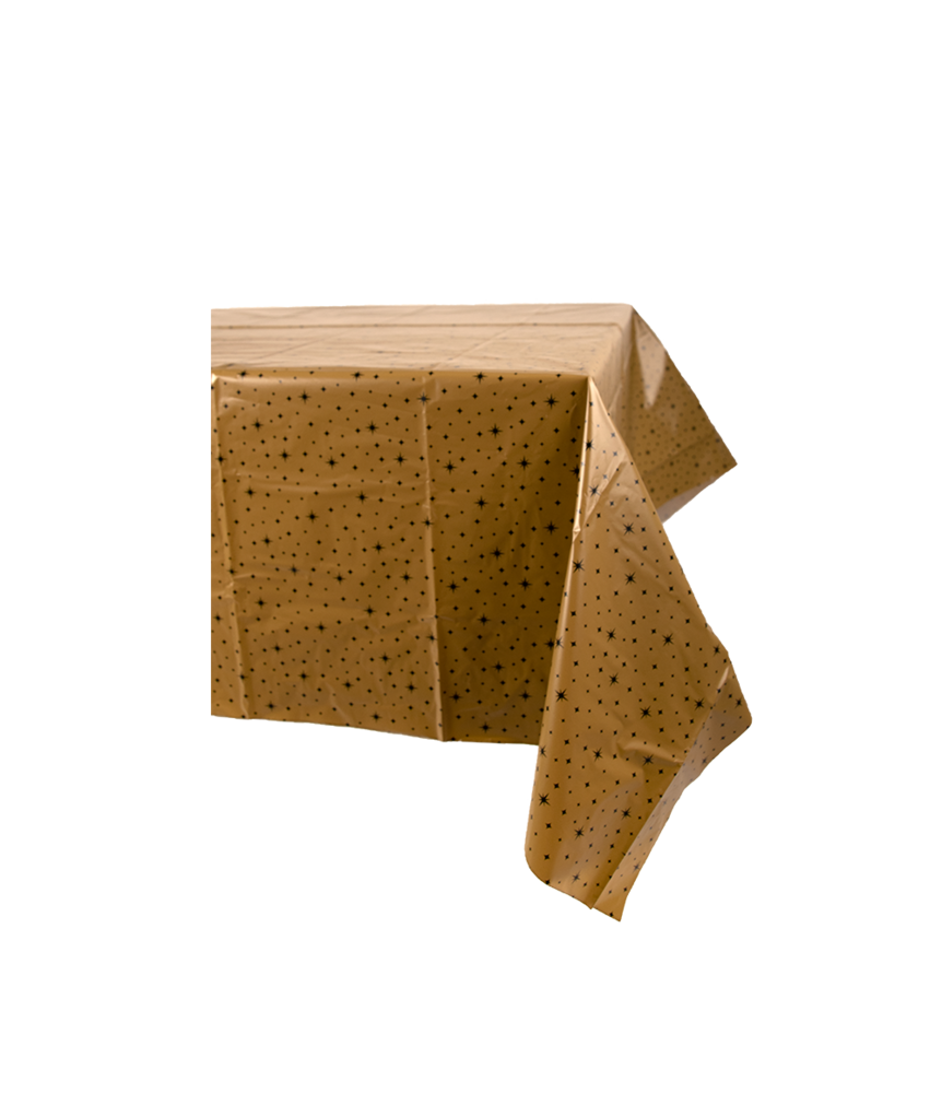 Paper Dreams Tafelkleed Goud met Zwarte Sterren | 137x274cm