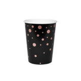 Paper Dreams Beker Zwart met Rosé Gouden Stippen | 8 stuks Paper Dreams Beker Zwart met Rosé Gouden Stippen | 8 stuks