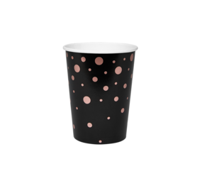 Paper Dreams Tasse noire à pois rose et or | 8 pièces