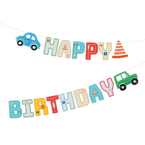 Tuf-Tuf Véhicules Guirlande de lettres Happy Birthday | 2.5mtr Tuf-Tuf Véhicules Guirlande de lettres Happy Birthday | 2.5mtr