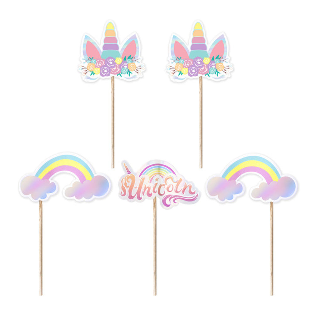Tuf-Tuf Décorations de gâteau bébé licorne 9 cm | 5 pièces