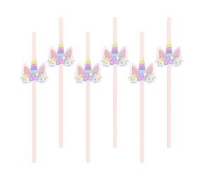 Tuf-Tuf Baby Unicorn Papieren Rietjes  20cm | 6 stuks Tuf-Tuf Baby Unicorn Papieren Rietjes  20cm | 6 stuks