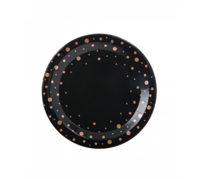 Paper Dreams Plate Black With Rose Golden Dots 23cm | 8 pieces