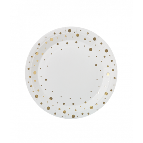 Paper Dreams Borden Wit Met Gouden Stippen 23cm | 8 stuks Paper Dreams Borden Wit Met Gouden Stippen 23cm | 8 stuks