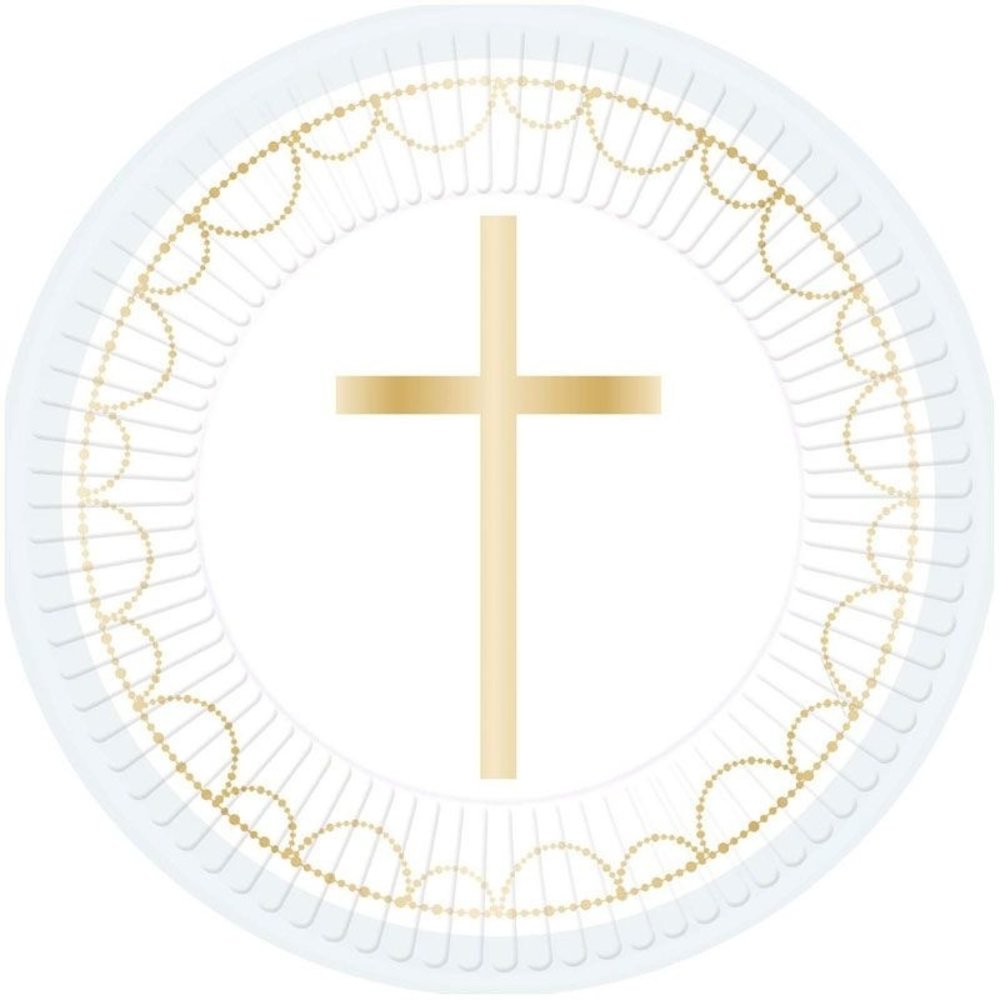 Amscan Assiette de communion Croix Bleu clair 23cm | 8 pièces Amscan Assiette de communion Croix Bleu clair 23cm | 8 pièces