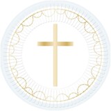 Amscan Assiette de communion Croix Bleu clair 23cm | 8 pièces