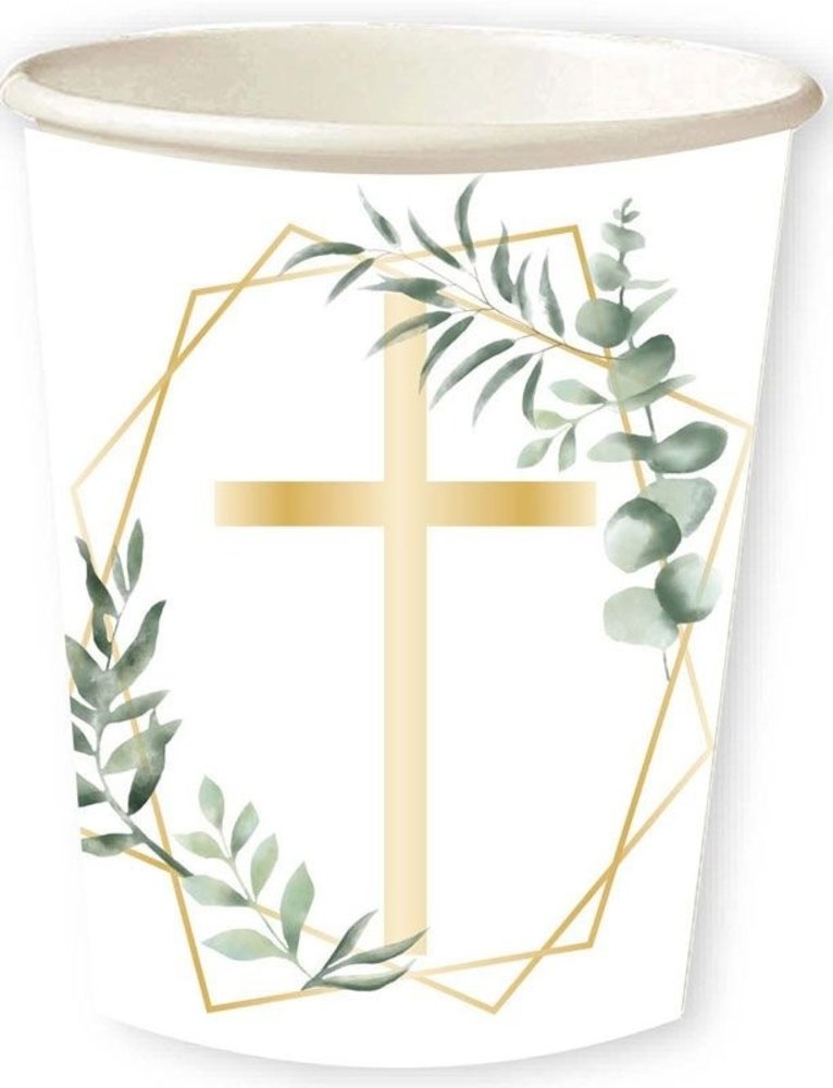 Amscan Communion Bekers Kruis Botanic 237ML | 8 pieces Amscan Communion Bekers Kruis Botanic 237ML | 8 pieces