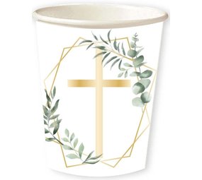 Amscan Kommunion Becher Kreuz Botanic 237ml | 8 Stück Amscan Kommunion Becher Kreuz Botanic 237ml | 8 Stück