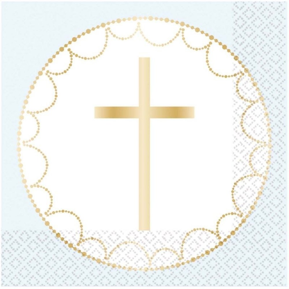 Amscan Communion napkins cross light blue 33x33cm | 16 pieces Amscan Communion napkins cross light blue 33x33cm | 16 pieces