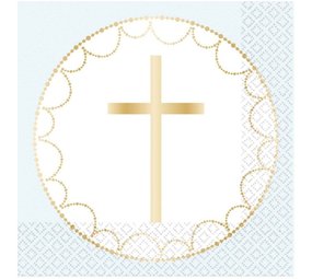 Amscan Communion napkins cross light blue 33x33cm | 16 pieces Amscan Communion napkins cross light blue 33x33cm | 16 pieces