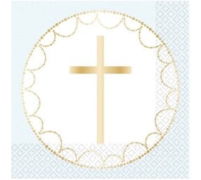 Amscan Serviettes de Communion Croix Bleu Clair 33x33cm | 16 pcs Amscan Serviettes de Communion Croix Bleu Clair 33x33cm | 16 pcs