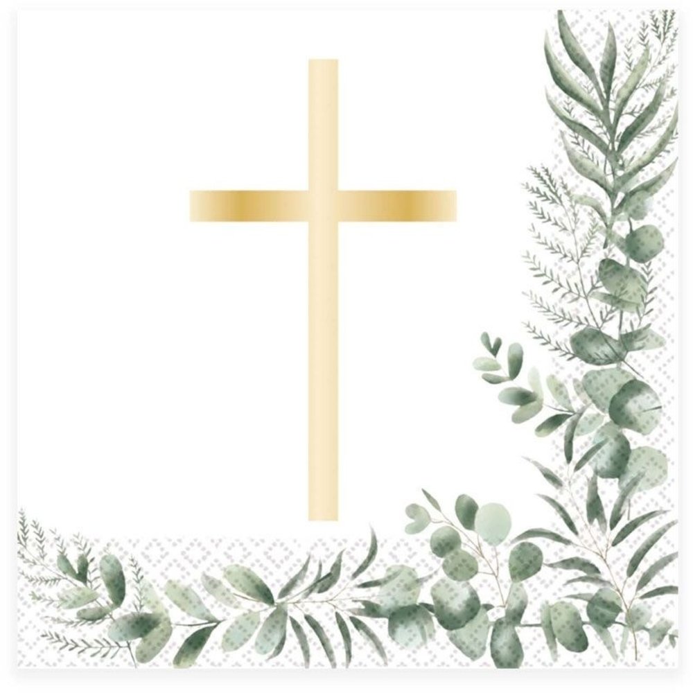 Amscan Serviettes de Communion Croix Botanic 33x33cm | 16 pcs Amscan Serviettes de Communion Croix Botanic 33x33cm | 16 pcs