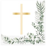 Amscan Kommunion servietten Kreuz Botanic 33x33cm | 16 Stk