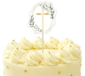 Amscan Kommunion Torte Topper Kreuz Botanic | pro Stück Amscan Kommunion Torte Topper Kreuz Botanic | pro Stück
