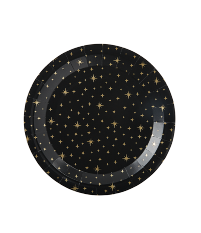 Paper Dreams Assiette noire avec étoiles dorées 23cm | 8 pièces Paper Dreams Assiette noire avec étoiles dorées 23cm | 8 pièces