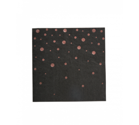 Paper Dreams Servetten Zwart Met Rose Gouden Stippen 33x33cm | 16 stuks Paper Dreams Servetten Zwart Met Rose Gouden Stippen 33x33cm | 16 stuks