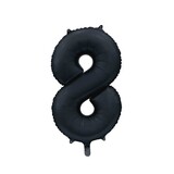 Globos Nordic Helium ballon cijfer 8 Satijn Zwart | 86cm