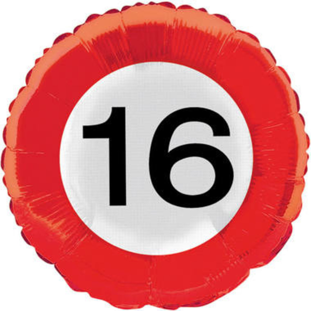 Folat Ballon panneau de signalisation 16 ans 46cm | par pièce Folat Ballon panneau de signalisation 16 ans 46cm | par pièce