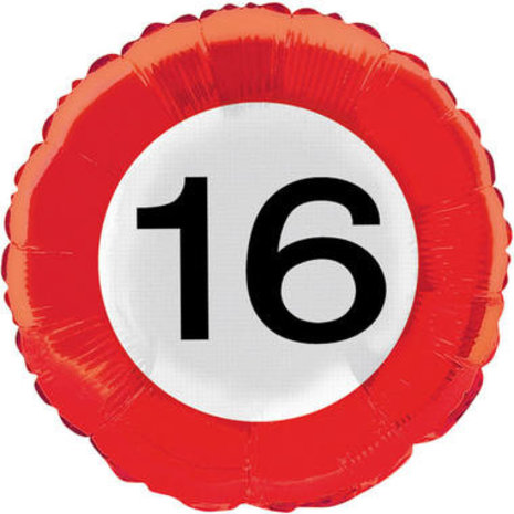 Folat Ballon panneau de signalisation 16 ans 46cm | par pièce Folat Ballon panneau de signalisation 16 ans 46cm | par pièce