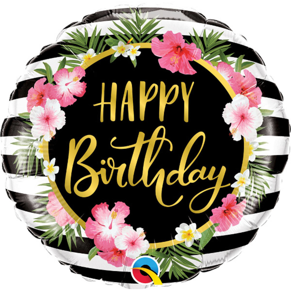Folat Heliumballon Happy Birthday Tropical Flowers  46cm | pro Stück Folat Heliumballon Happy Birthday Tropical Flowers  46cm | pro Stück