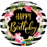 Folat Heliumballon Happy Birthday Tropical Flowers  46cm | pro Stück