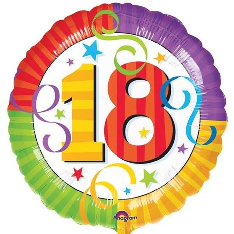 Tuf-Tuf Helium Ballon 18 jaar Gekleurd 45cm | per stuk