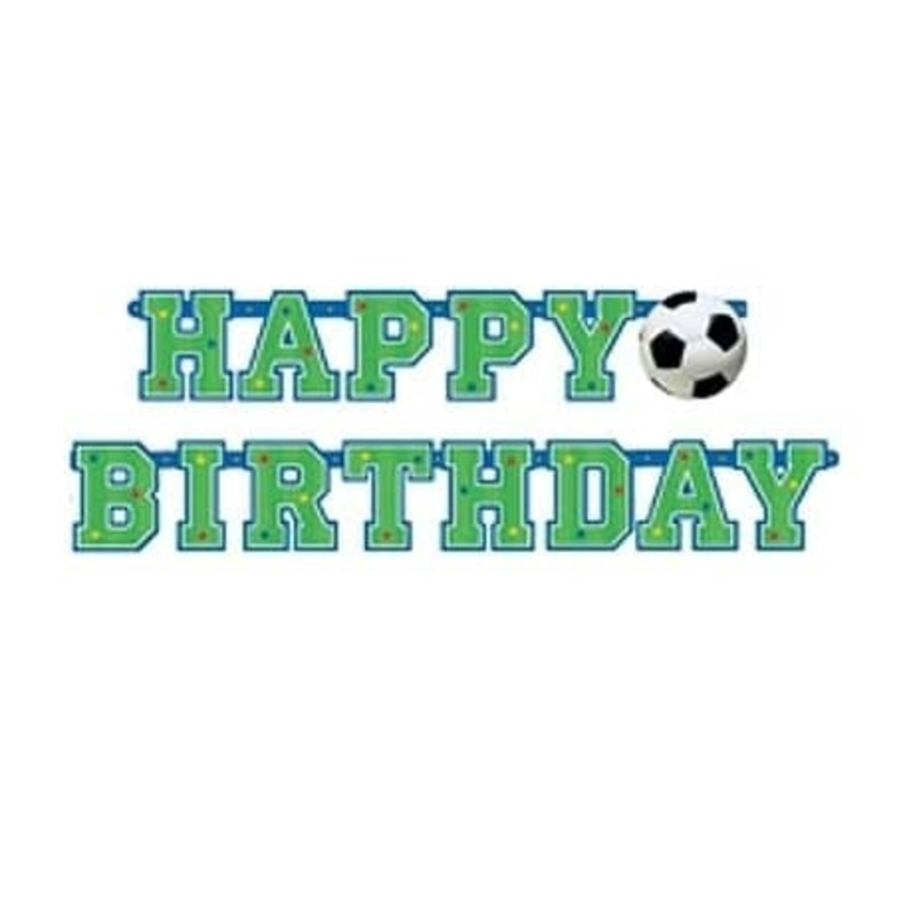 Amscan Fußball Buchstabengirlande „Happy Birthday“ 10x130cm | pro Einheit Amscan Fußball Buchstabengirlande „Happy Birthday“ 10x130cm | pro Einheit