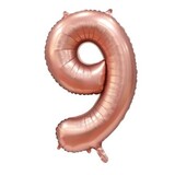 Globos Nordic Helium Balloon Satin Rosé Gold Number 9 | 86cm