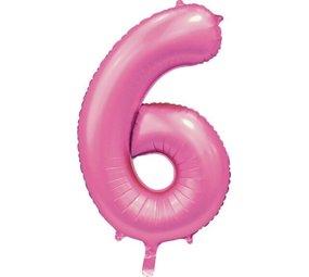 Globos Nordic Helium Ballon Satin Roze cijfer 6 | 86cm Globos Nordic Helium Ballon Satin Roze cijfer 6 | 86cm