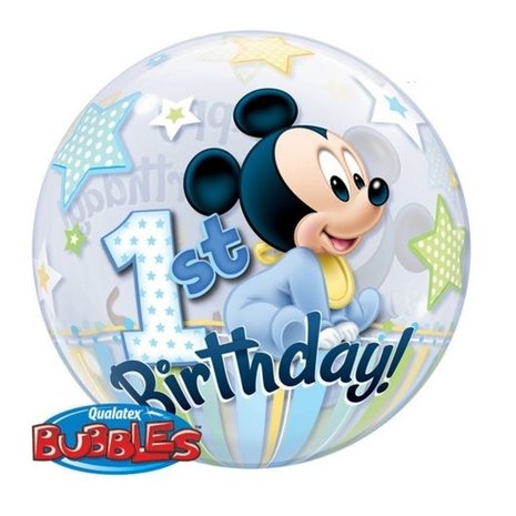 Qualatex Helium Ballon Bubble 1st Birthday Mickey Mouse 56cm | per Unit