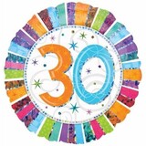 Anagram Helium Ballon 30 jaar Gekleurd 45cm | per stuk Anagram Helium Ballon 30 jaar Gekleurd 45cm | per stuk